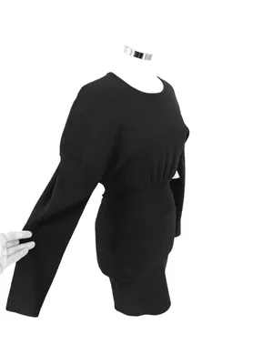 7 For All Mankind Split Back Dress Knit Mid Length Dress Black Size XS NWOT thumbnail 6