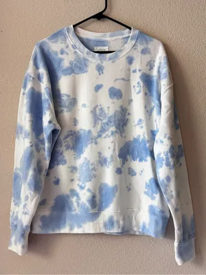 Reflex Light Blue and White Tie-Dye Crewneck Sweater thumbnail 1