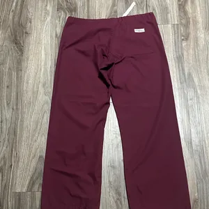Urbane Straight-Leg Scrub Set in Burgundy with Blue Trim thumbnail 11