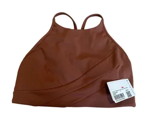 NWT Lululemon Flow Y Wrap-Front high-neck bra - Brown Size 2 thumbnail 1