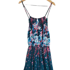 Fate Floral Maxi Dress Teal‎ Blue Pink Spaghetti Strap Elastic Waist M Halter thumbnail 3