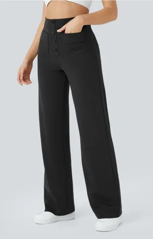 NWT Halara Black DayStretch High Waisted Pockets Straight Leg Casual Pants (S) thumbnail 1