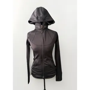 Athleta Hoodie Jacket Small Black Fleece Lined Missing Drawstring thumbnail 3