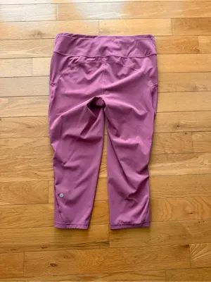 Lululemon Ready To Race Moss Rose Pink 21” Crop Leggings Size 12 thumbnail 5