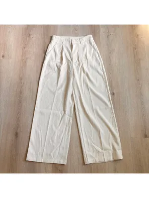 Cider NWT Women's Pleated Off White High Rise Wide-Leg Trousers Size S thumbnail 2