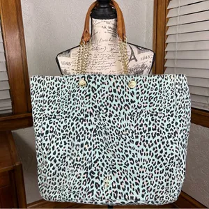 Juicy Couture | Teal Leopard Print Y2k Large Tote Bag thumbnail 1