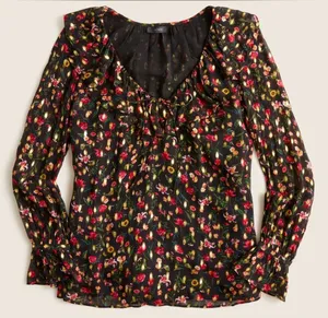J. Crew Ruffleneck Top in Midnight Vintage Size Small - C36-068 thumbnail 1