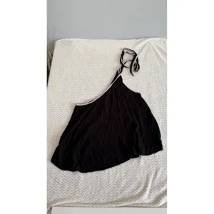 Free People Women Black One Shoulder Tie Strap Rayon Tank Top Large 4524 thumbnail 4