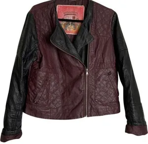 LG B Bernardo Collection Burgundy moto Jacket thumbnail 1