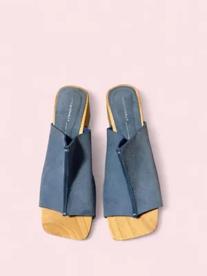 Made in Spain Navy Suede Block Heel Mules thumbnail 6