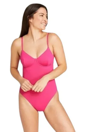 Andie Hot Pink One-Piece Swimsuit NWT Small Pink One Piece Swimwear thumbnail 1