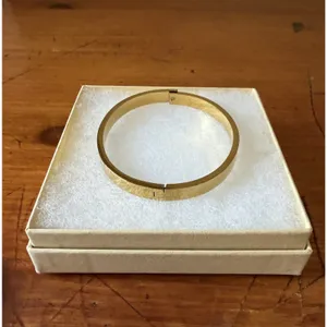 Gold Tone Hinged Bangle Bracelet Minimalist Stackable Classic Modern Jewelry thumbnail 8