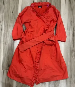J. Crew Gayle Ruffle Trench Coat Orange Women’s 4 thumbnail 1