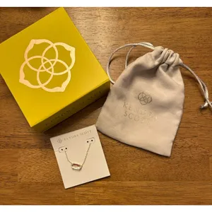 Kendra Scott Ever Dichroic Glass Pendant Gold Necklace NEW W/ Pouch & Box thumbnail 1
