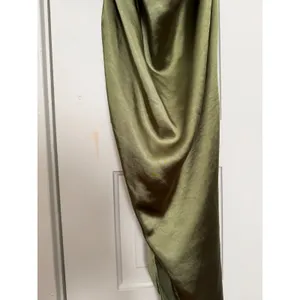 Club L London Olive Green Satin Cowl Neck Ruched Asymmetrical Midi Dress size 10 thumbnail 10