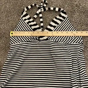 Mossimo Vintage Y2K Halter Black and White Stripe Tankini Top thumbnail 5
