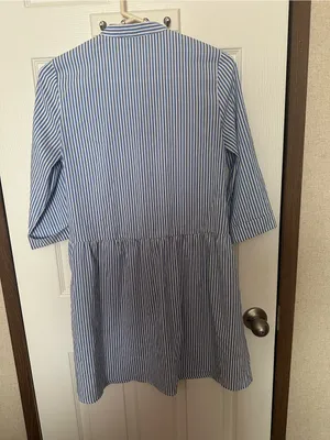 Tuckernuck Blue and White Striped Midi Shirt Dress thumbnail 9