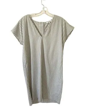 Madewell Striped Button Mini Dress Green Gray Tank Size Small thumbnail 1