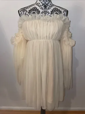 SHEIN Off-Shoulder Ruffle Chiffon Mini Dress Size Small thumbnail 3