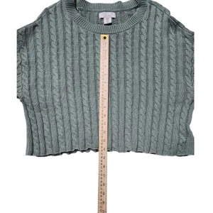 Sincerely Jules Womens Sage Green Cable‎ Knit Cropped Sweater XL thumbnail 4