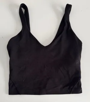 Lululemon Black V-Neck Crop align Top with built in shelf bra. Size 0 thumbnail 1