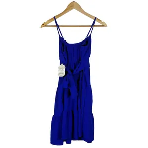 NWT Altar'd State Tiered Solid Mini Dress Blue Boho Smocked Back Size XS thumbnail 4