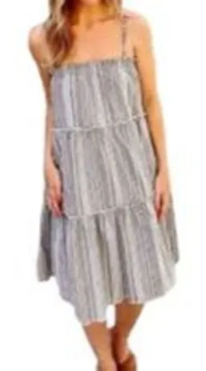 Bishop + Young size L striped tiered linen blend sundress thumbnail 1