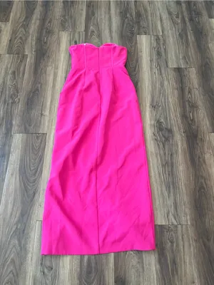 Monique Lhuillier Stella‎ Rosette Maxi Gown Dress Hot Pink Size 6 thumbnail 6