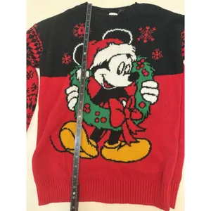 Disney Mickey Mouse Ugly Christmas Sweater Red Black Small thumbnail 4