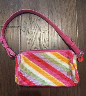 The Sak Colorful Diagonal Stripe Pink Shoulder Bag thumbnail 1