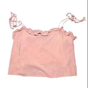 Y2K Pink Ruffle Tie Strap Crop Top Boho Babydoll‎ Cami Size Medium thumbnail 7