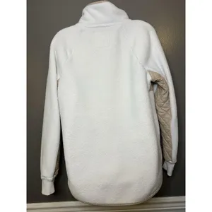 Abercrombie & Fitch Jacket Womens Medium White Tan Quilted Sherpa Fleece Snap thumbnail 6