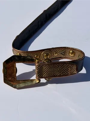 Vintage Western Snakeskin Print Studded Belt Bronze Gold Boho Size M thumbnail 9