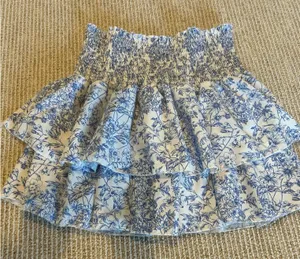 SHEIN L blue floral tiered skirt thumbnail 1