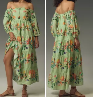 Farm Rio Off-The-Shoulder Tiered Floral Maxi Dress, Size M thumbnail 2