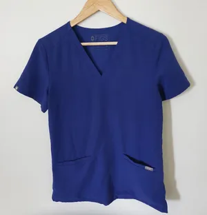 FIGS Technical Collection  Women's Blue Scrub V-Neck Top Size XS thumbnail 1