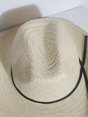 Straw Cowboy Hat with Black Ribbon Trim Unisex Adjustable Chin Strap NWOT thumbnail 4