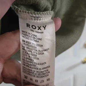 Roxy Game On Womens Large Pullover Olive Varsity Logo Colorblock Sweatshirt NWT thumbnail 5