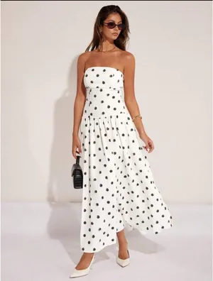 White polka dot maxi dress thumbnail 2