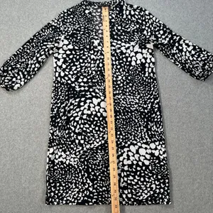 Banana Republic Shift Dress Black White Womens X-Small V-Neck 3/4 Balloon Sleeve thumbnail 6