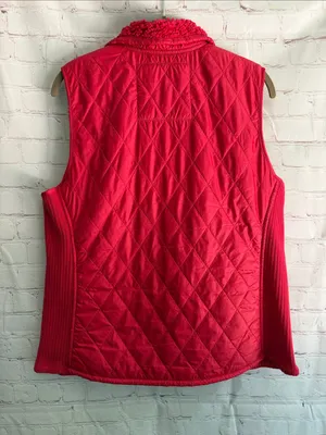 L.L. Bean Quilted Sherpa-Trim Vest in Pink Woman’s size Large thumbnail 3