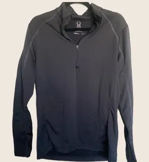 SPYDER Active 1/4 HALF Quarter Zip‎ Fleece Lined Pullover Jacket Med Mens BLACK thumbnail 1