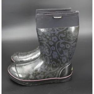 Bogs Rain Boots Women Size 9 Black Floral Damask Waterproof Neoprene Good thumbnail 4