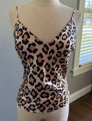 Victoria's Secret Leopard Print Cami Lace Detail‎ Lace Up Size Small thumbnail 1