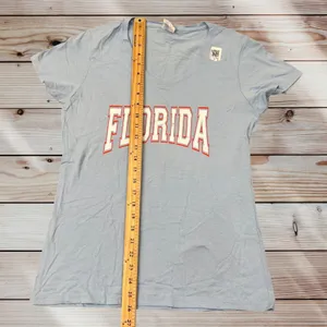 NEW Florida Graphic T-Shirt Womens S Blue V-Neck Short Sleeve‎ Casual Top Tee thumbnail 6