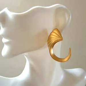 Victoria E. Gold Tone Fan Swirl Statement Earrings thumbnail 1