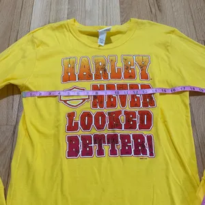 Harley Davidson Harley Never Looked Better Long Sleeve Yellow Graphic Tee Sz L thumbnail 5