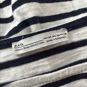 Zara Deep Navy/White Striped Short Ruffle Sleeve Boxy Cut Top/Tee size M thumbnail 8