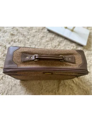 Vintage Frontier Tweed Carry On Suitcase Retro Travel Luggage Brown Weekend Bag thumbnail 6