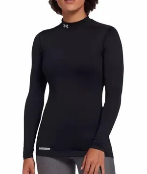 Under Armour Womens Black ColdGear Mockneck Long Sleeve Thermal Top Medium thumbnail 1